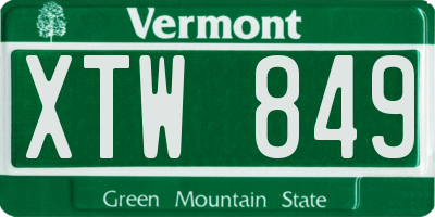 VT license plate XTW849