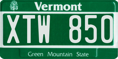 VT license plate XTW850