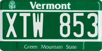 VT license plate XTW853