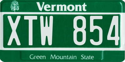 VT license plate XTW854