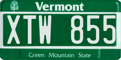 VT license plate XTW855