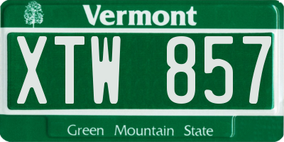 VT license plate XTW857