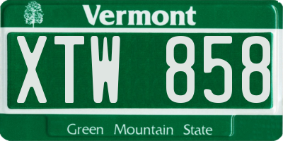 VT license plate XTW858