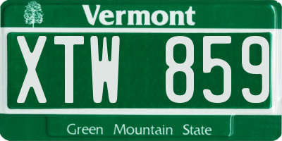 VT license plate XTW859