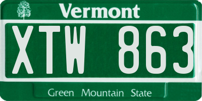 VT license plate XTW863
