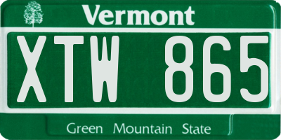 VT license plate XTW865