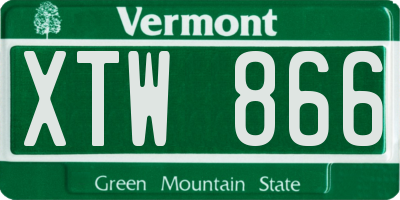 VT license plate XTW866