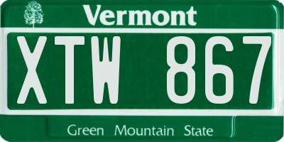 VT license plate XTW867