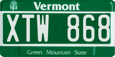VT license plate XTW868