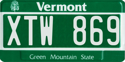 VT license plate XTW869