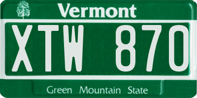 VT license plate XTW870