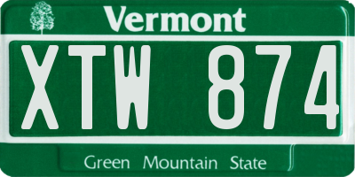 VT license plate XTW874