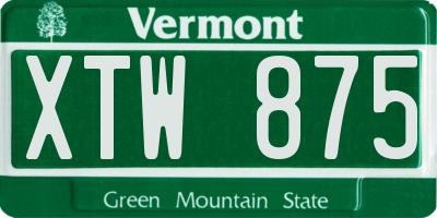 VT license plate XTW875