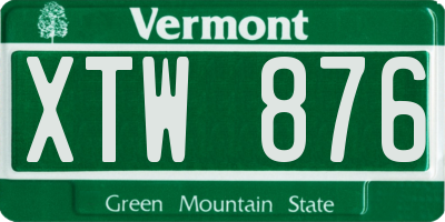 VT license plate XTW876