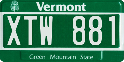 VT license plate XTW881