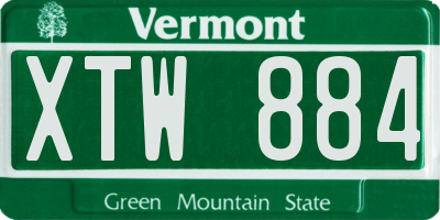 VT license plate XTW884