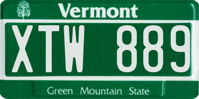 VT license plate XTW889