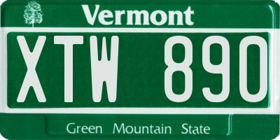 VT license plate XTW890