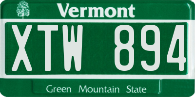 VT license plate XTW894