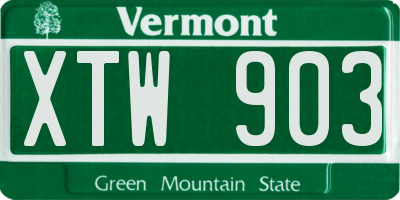VT license plate XTW903