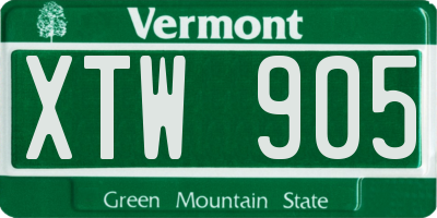 VT license plate XTW905