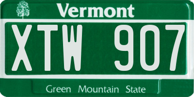 VT license plate XTW907