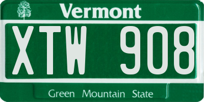 VT license plate XTW908