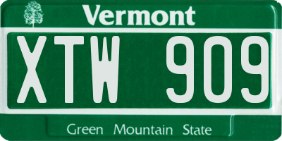VT license plate XTW909