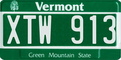 VT license plate XTW913