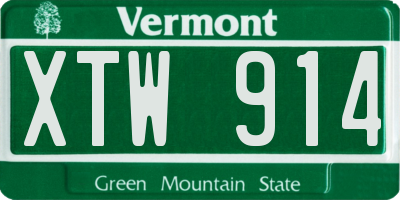 VT license plate XTW914