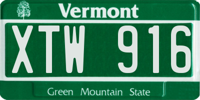 VT license plate XTW916