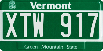 VT license plate XTW917