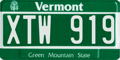 VT license plate XTW919