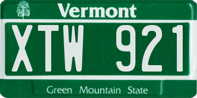 VT license plate XTW921