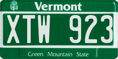 VT license plate XTW923