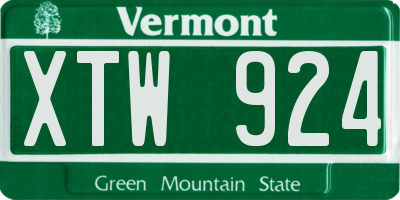 VT license plate XTW924
