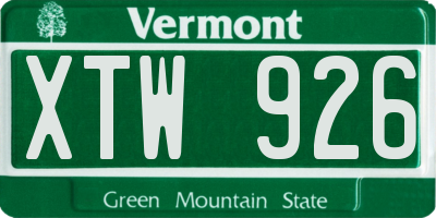 VT license plate XTW926