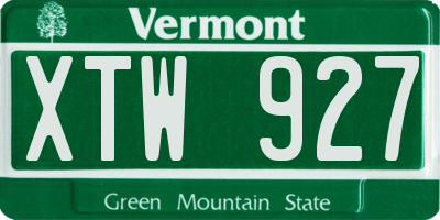 VT license plate XTW927