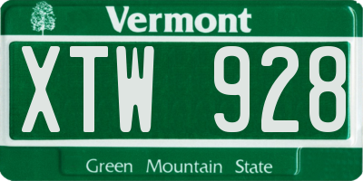 VT license plate XTW928