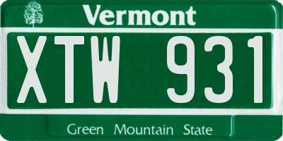 VT license plate XTW931