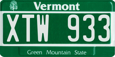 VT license plate XTW933