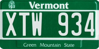 VT license plate XTW934