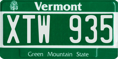 VT license plate XTW935