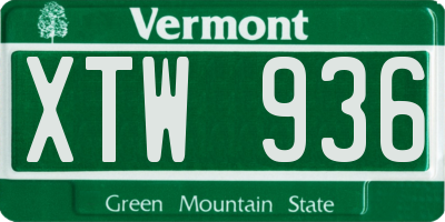 VT license plate XTW936