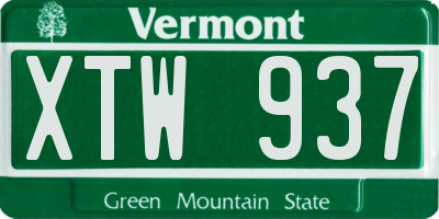 VT license plate XTW937
