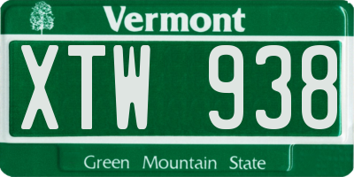 VT license plate XTW938