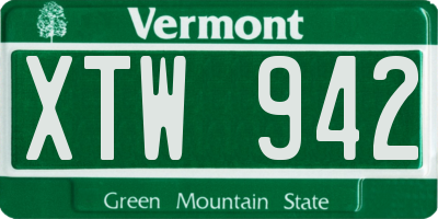 VT license plate XTW942