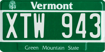 VT license plate XTW943