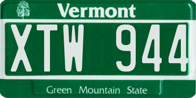 VT license plate XTW944
