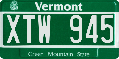 VT license plate XTW945